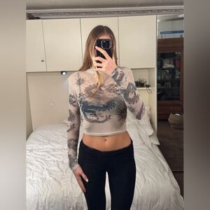 H&M Black White Top, S